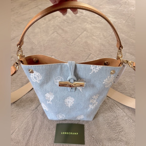 NEW🔥LONGCHAMP XS Le Roseau Denim Bucket Bag🔥 - Picture 5 of 13